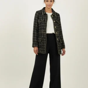 Veste Longue en Tweed Noire - Taille L/40
